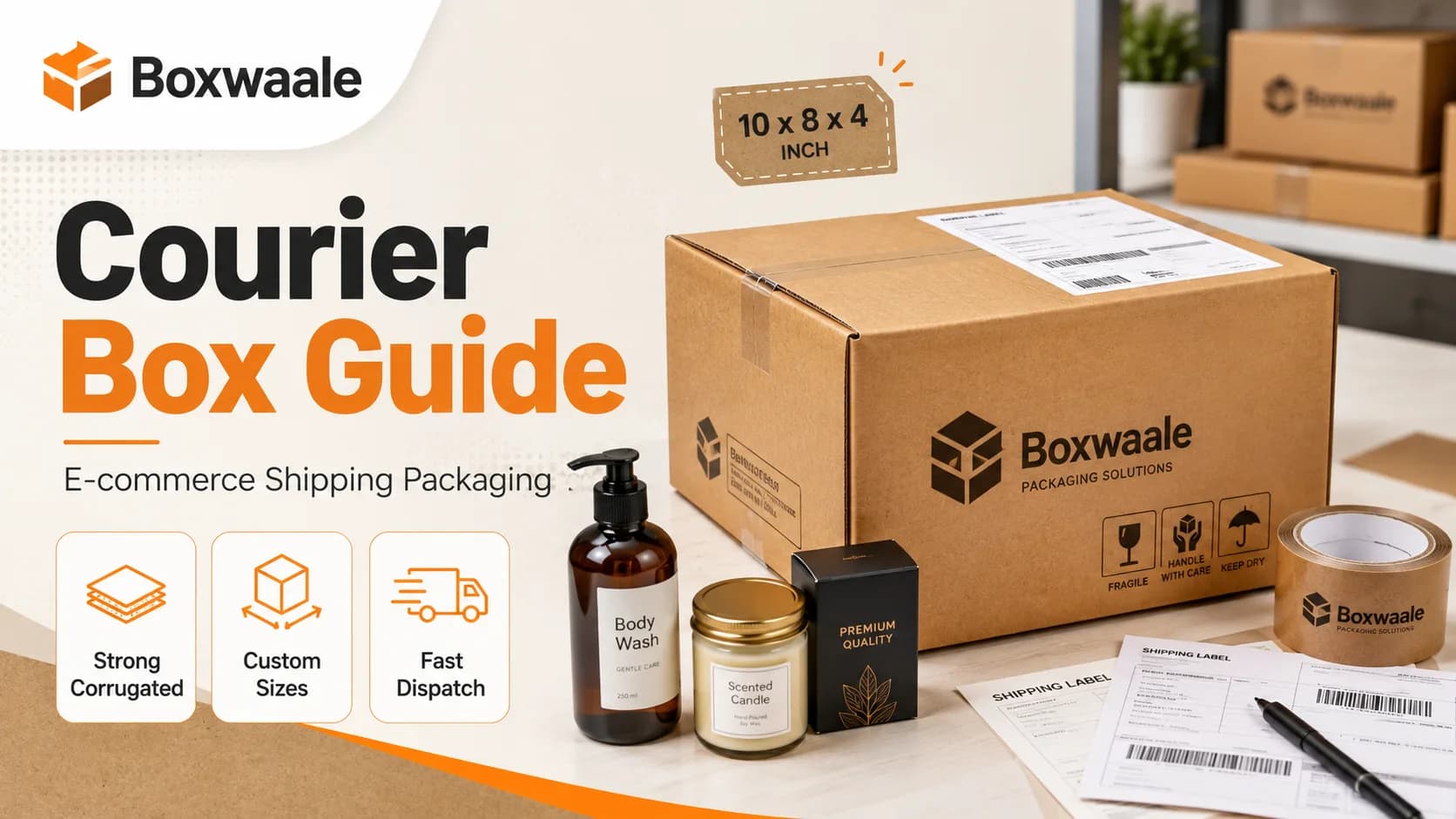 10x8x4 Inch Brown Corrugated Courier Box for E-commerce Shipping 10x8x4 Inch Brown Corrugated Courier Box by Boxwaale
