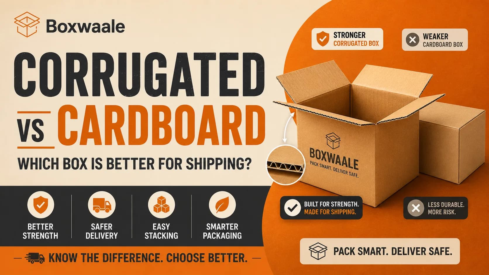Corrugated Box vs Cardboard Box Corrugated box vs cardboard box comparison for shipping by Boxwaale