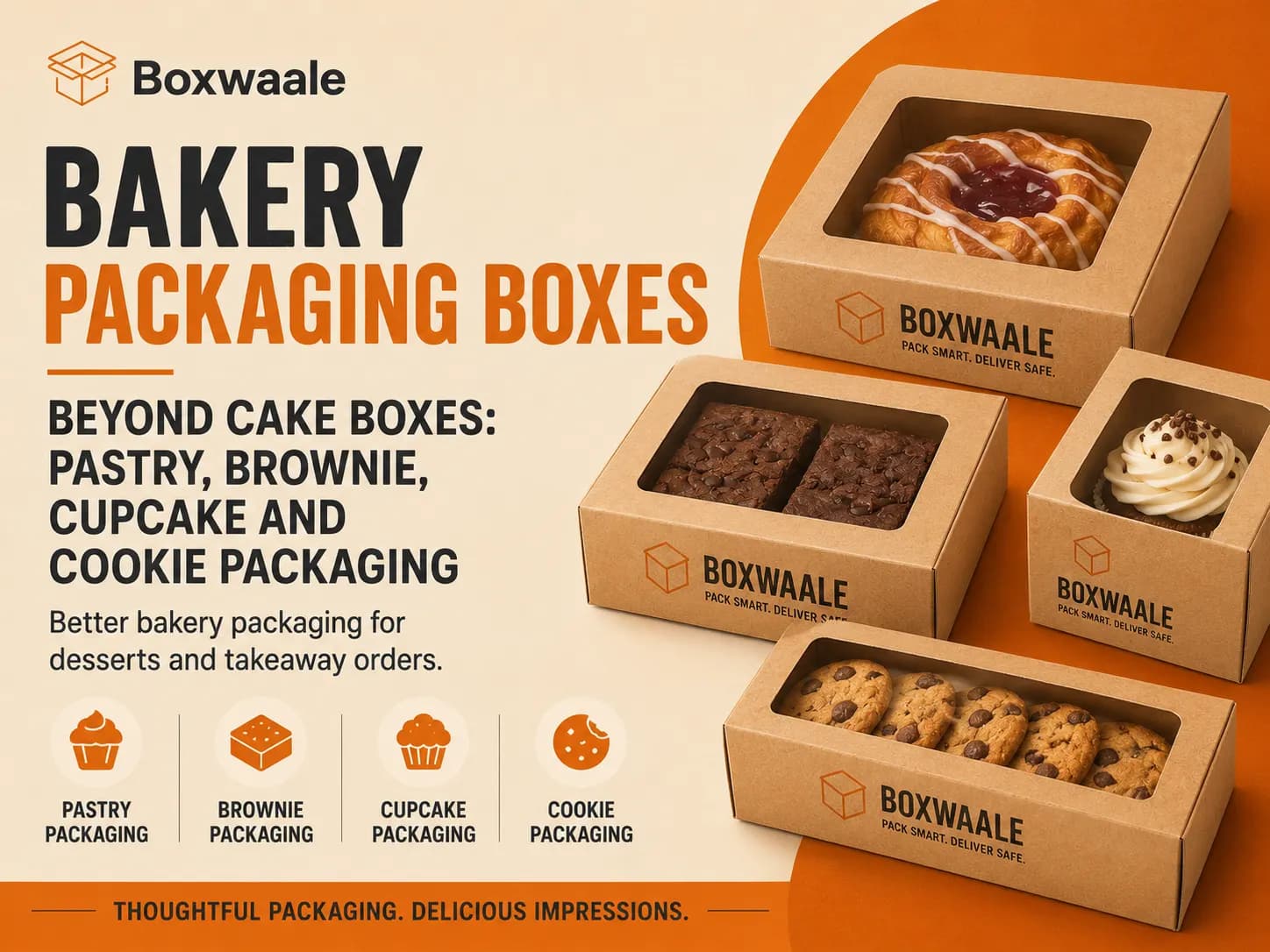 Bakery Packaging Boxes Beyond Cake Boxes: Pastry, Brownie, Cupcake and Cookie Packaging Bakery Packaging Boxes Beyond Cake Boxes: Pastry, Brownie, Cupcake and Cookie Packaging by Boxwaale