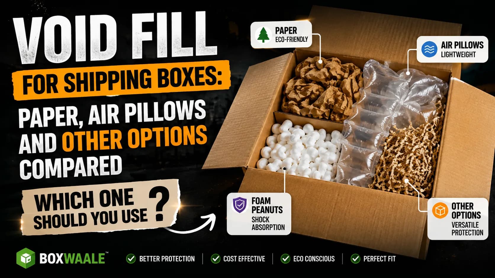 Void Fill for Shipping Boxes: Paper, Air Pillows and Other Options Compared Void Fill for Shipping Boxes: Paper, Air Pillows and Other Options Compared by Boxwaale