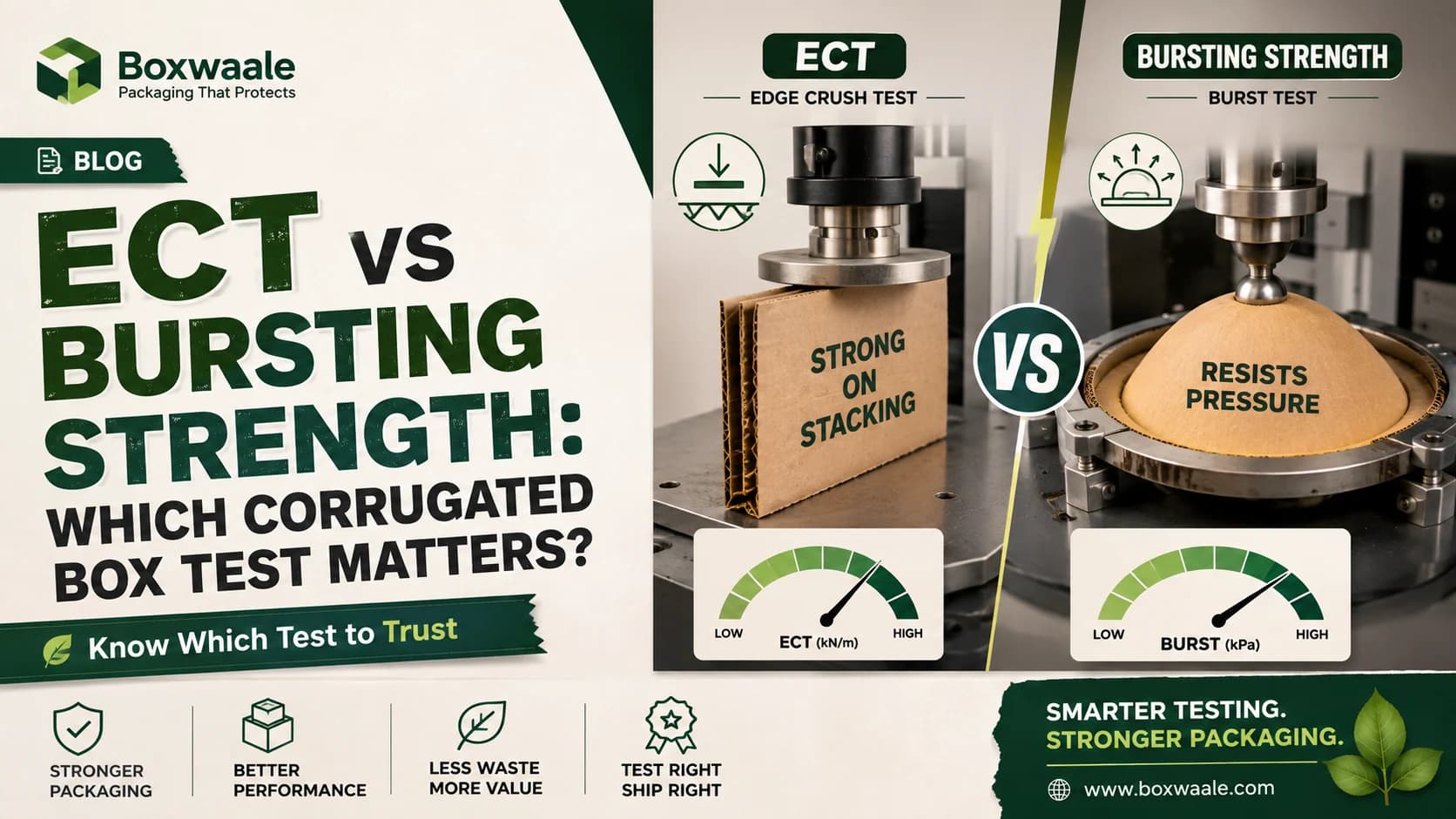 ECT vs Bursting Strength: Which Corrugated Box Test Matters? ECT vs Bursting Strength: Which Corrugated Box Test Matters? by Boxwaale