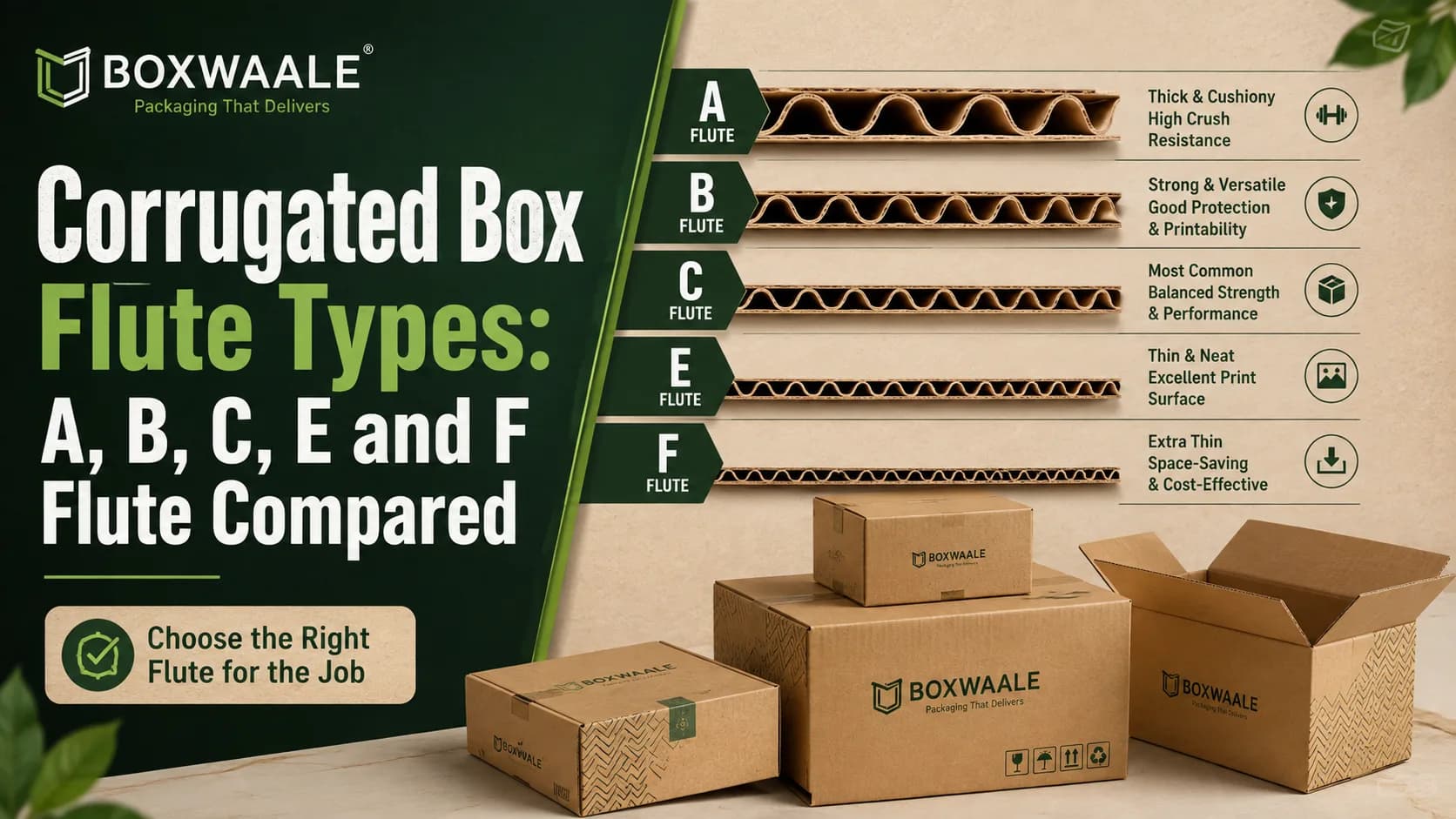 Corrugated Box Flute Types: A, B, C, E and F Flute Compared Corrugated Box Flute Types: A, B, C, E and F Flute Compared by Boxwaale