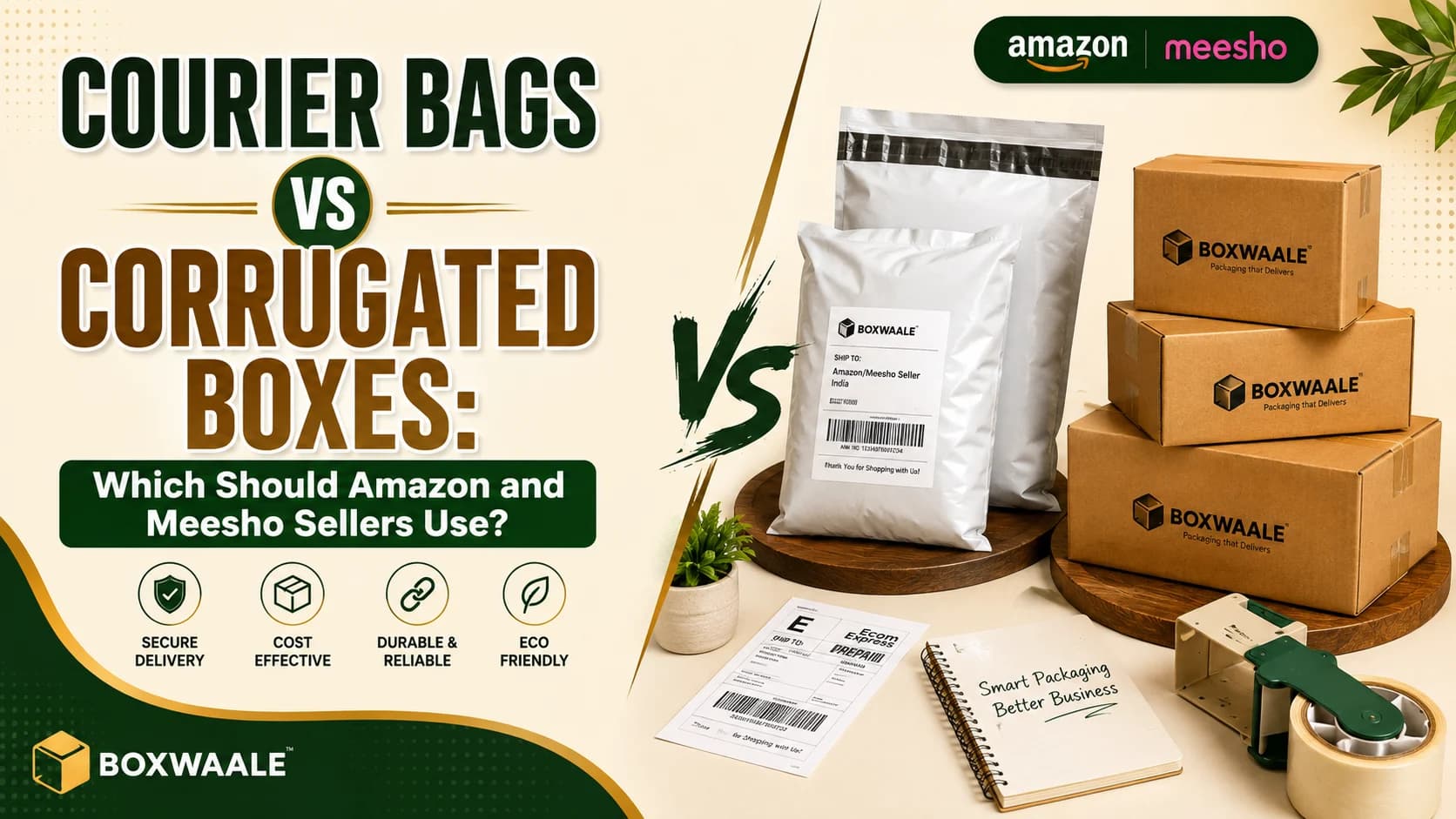 Courier Bags vs Corrugated Boxes: Which Should Amazon and Meesho Sellers Use? Courier Bags vs Corrugated Boxes: Which Should Amazon and Meesho Sellers Use? by Boxwaale