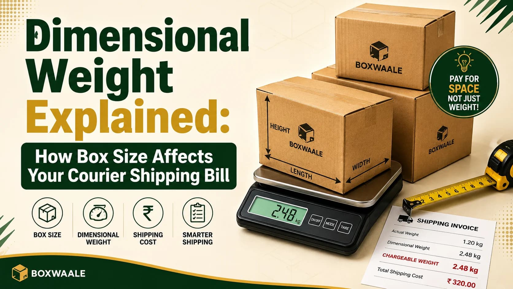 Dimensional Weight Explained: How Box Size Affects Your Courier Shipping Bill Dimensional Weight Explained: How Box Size Affects Your Courier Shipping Bill by Boxwaale