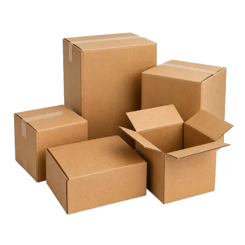 Selection of corrugated cardboard boxes in different sizes